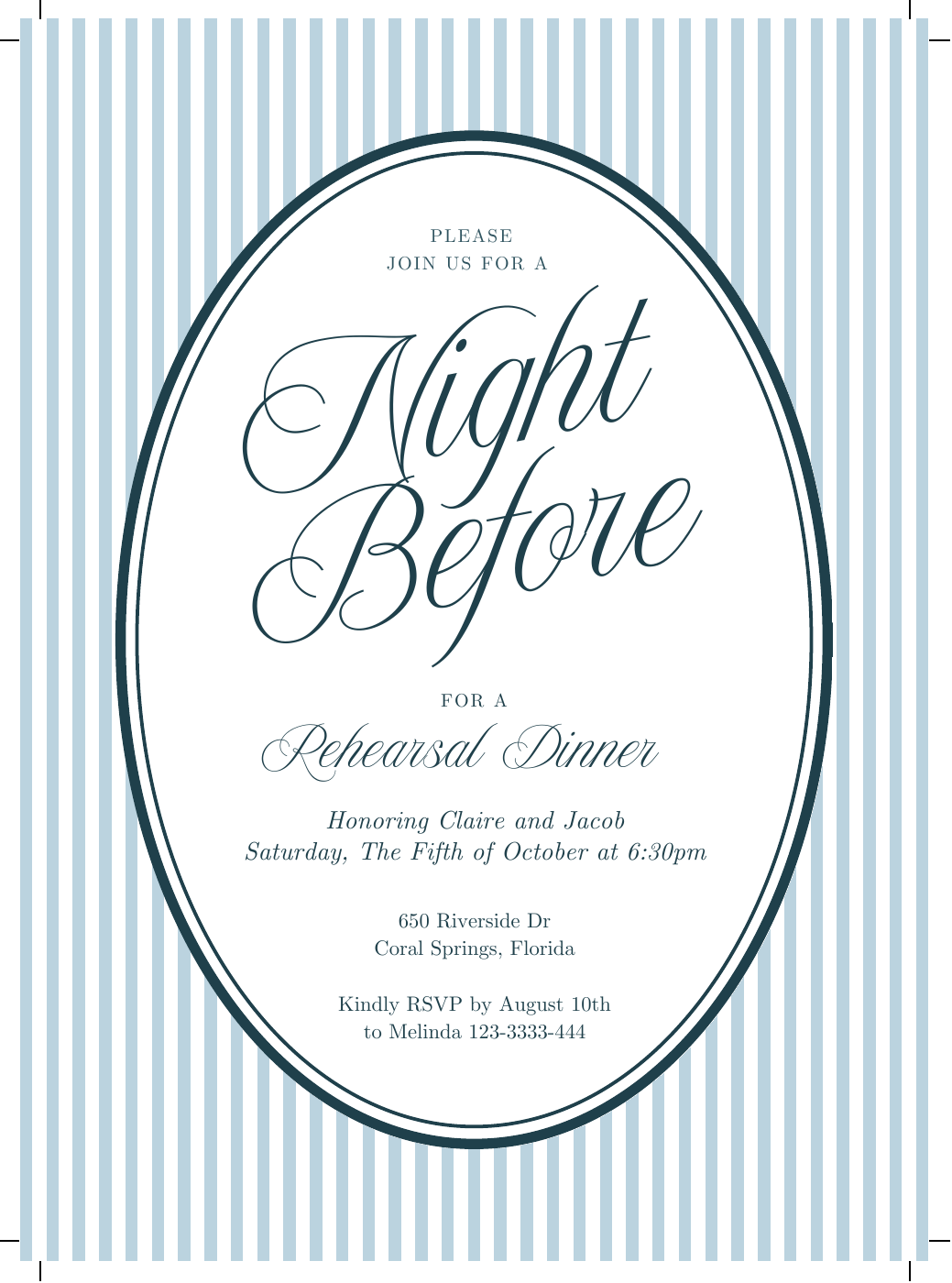 Actual Canva PDF rendering with black crop marks outside the striped invitation