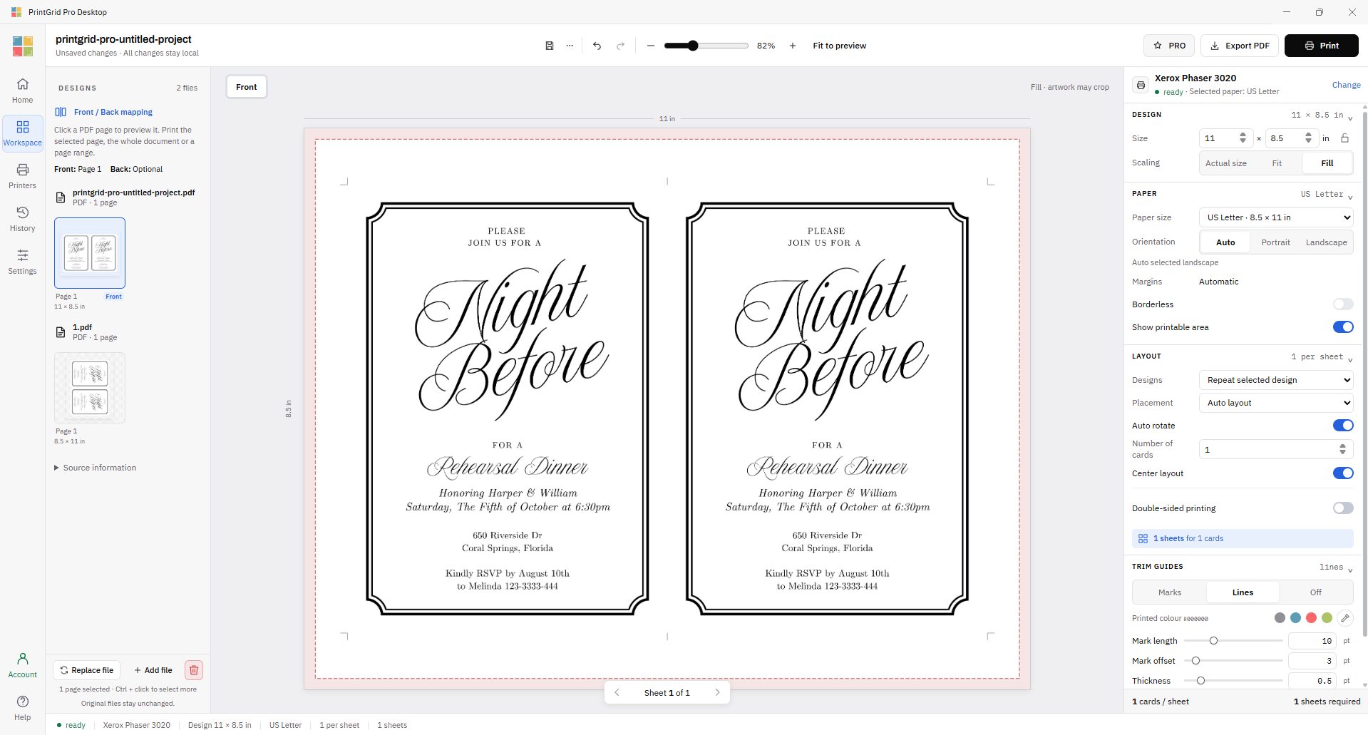 Downloaded Letter PDF opened in Desktop with two invitations inside one page